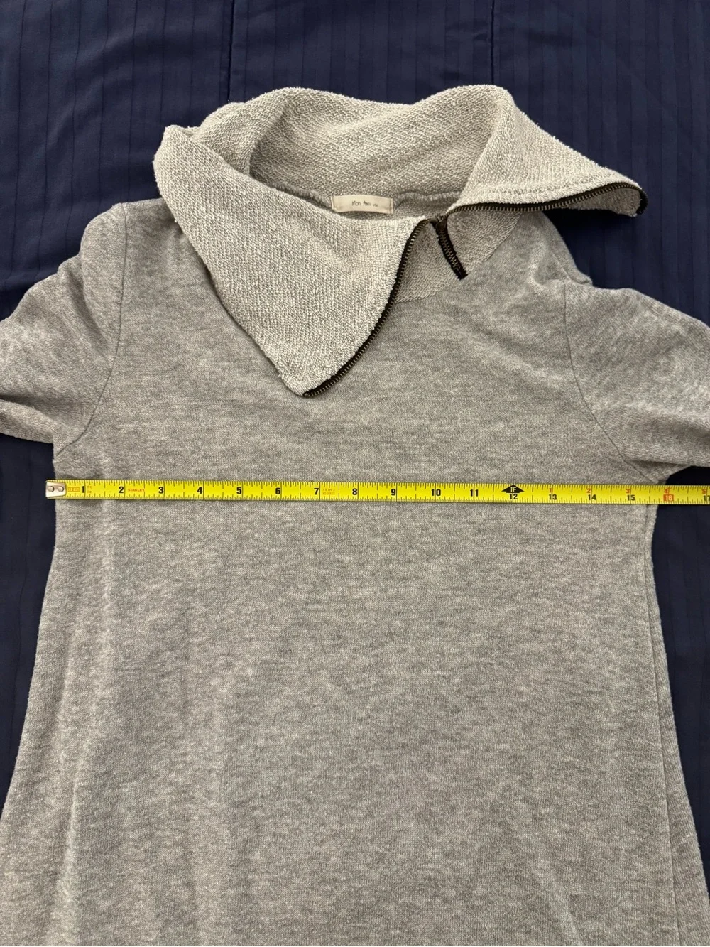 Mon Ami Zip Neck Lightweight Top Grey - Picture 2 of 6